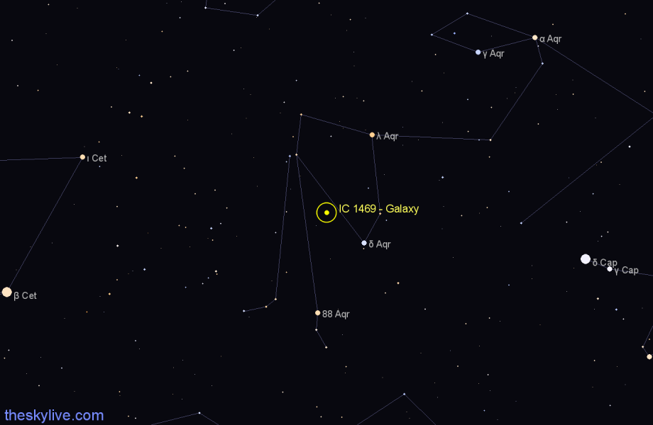 Finder chart IC 1469 - Galaxy in Aquarius star