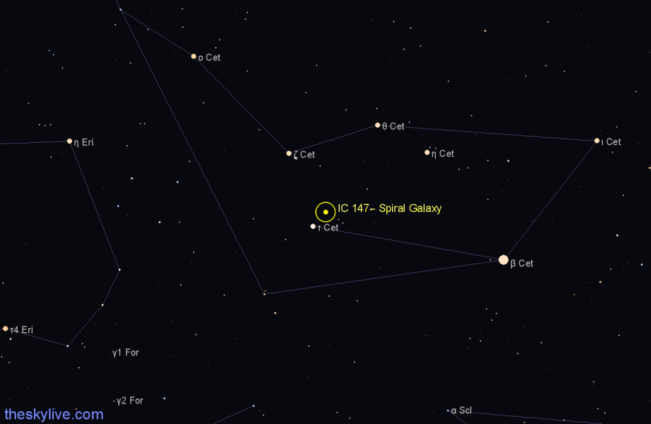 Finder chart IC 147 - Spiral Galaxy in Cetus star