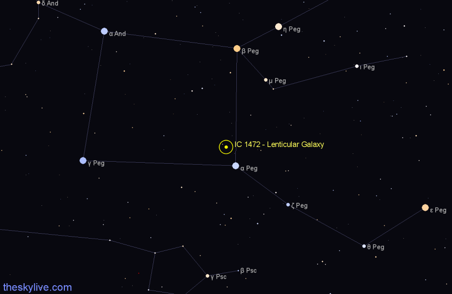 Finder chart IC 1472 - Lenticular Galaxy in Pegasus star