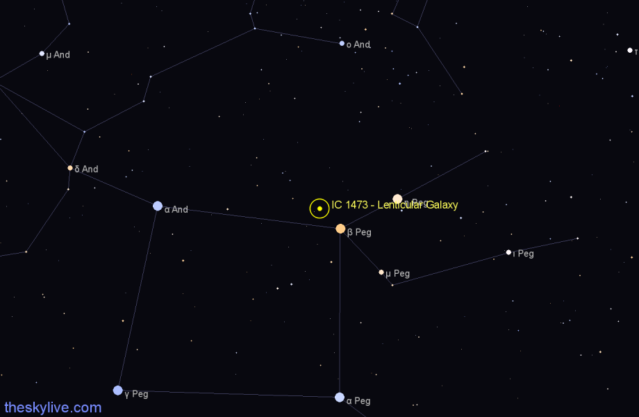 Finder chart IC 1473 - Lenticular Galaxy in Pegasus star