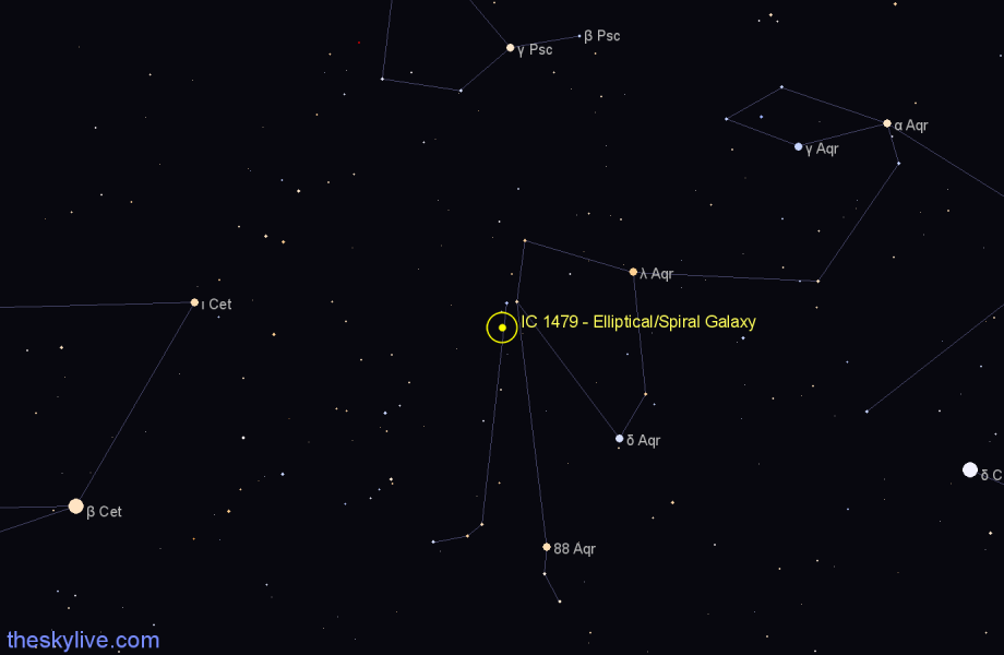 Finder chart IC 1479 - Elliptical/Spiral Galaxy in Aquarius star