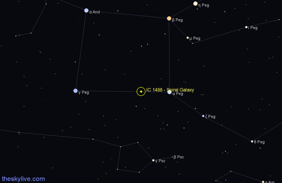 Finder chart IC 1488 - Spiral Galaxy in Pegasus star