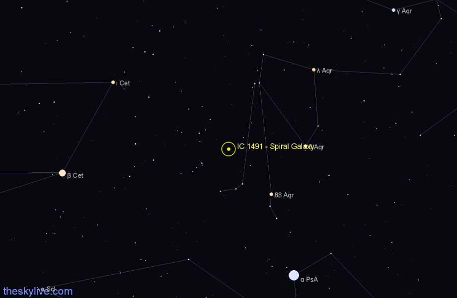 Finder chart IC 1491 - Spiral Galaxy in Aquarius star