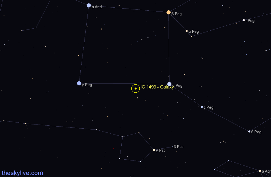 Finder chart IC 1493 - Galaxy in Pegasus star