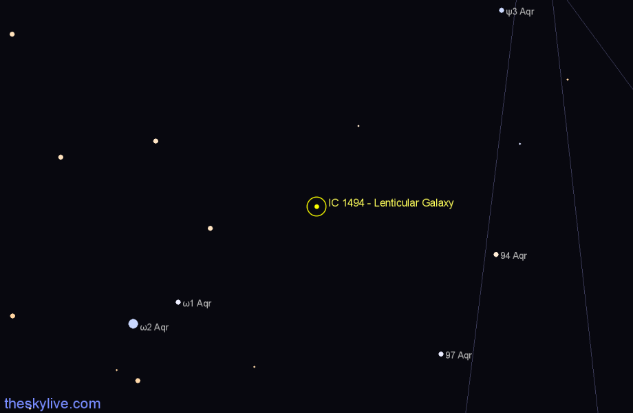 Finder chart IC 1494 - Lenticular Galaxy in Aquarius star
