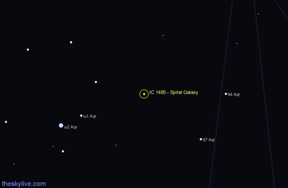 Finder chart IC 1495 - Spiral Galaxy in Aquarius star