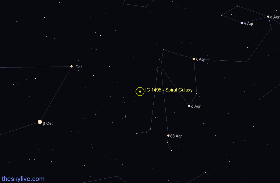 Finder chart IC 1495 - Spiral Galaxy in Aquarius star