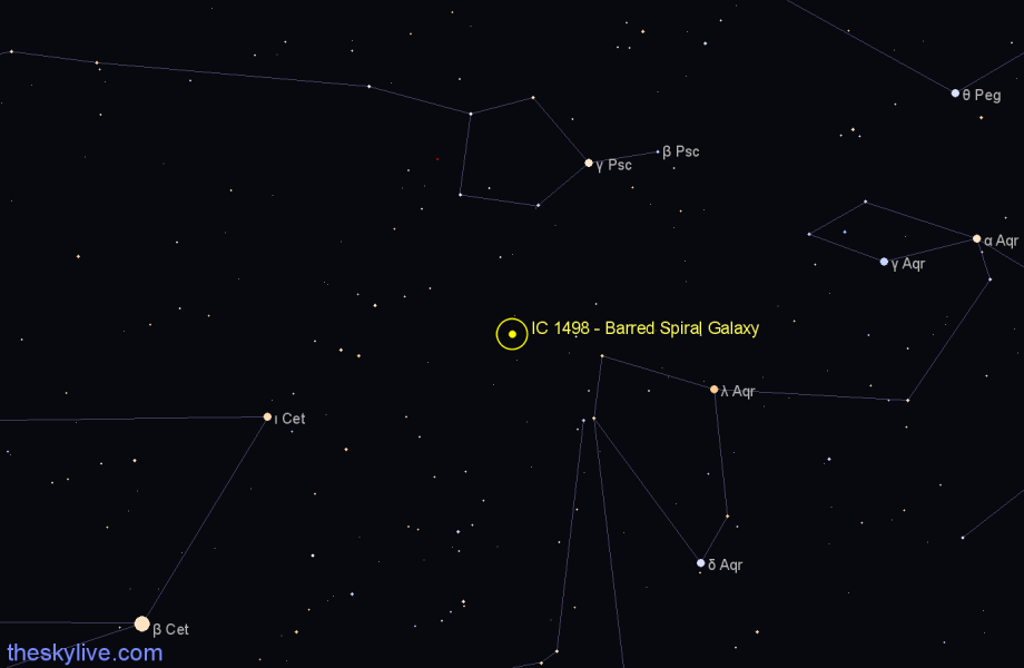 Finder chart IC 1498 - Barred Spiral Galaxy in Aquarius star