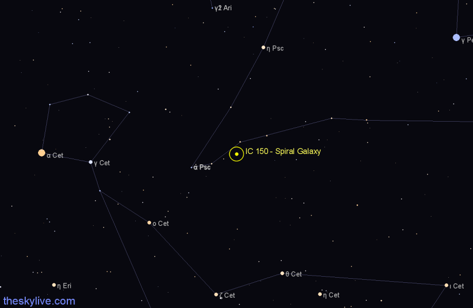 Finder chart IC 150 - Spiral Galaxy in Pisces star