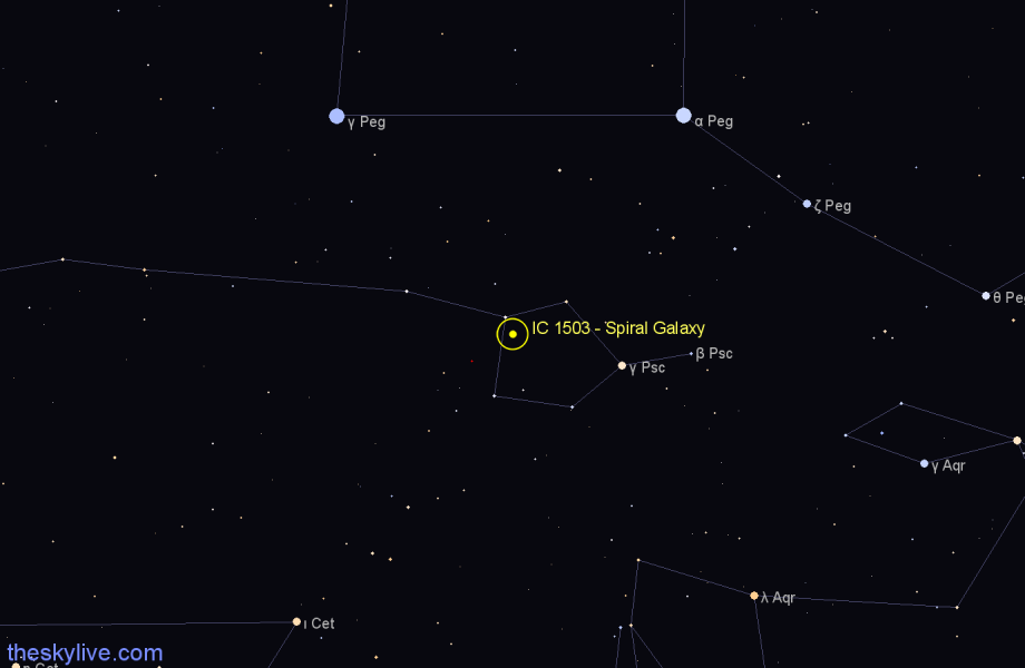 Finder chart IC 1503 - Spiral Galaxy in Pisces star