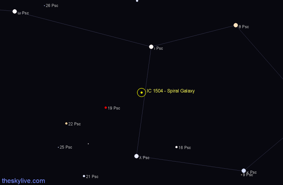 Finder chart IC 1504 - Spiral Galaxy in Pisces star