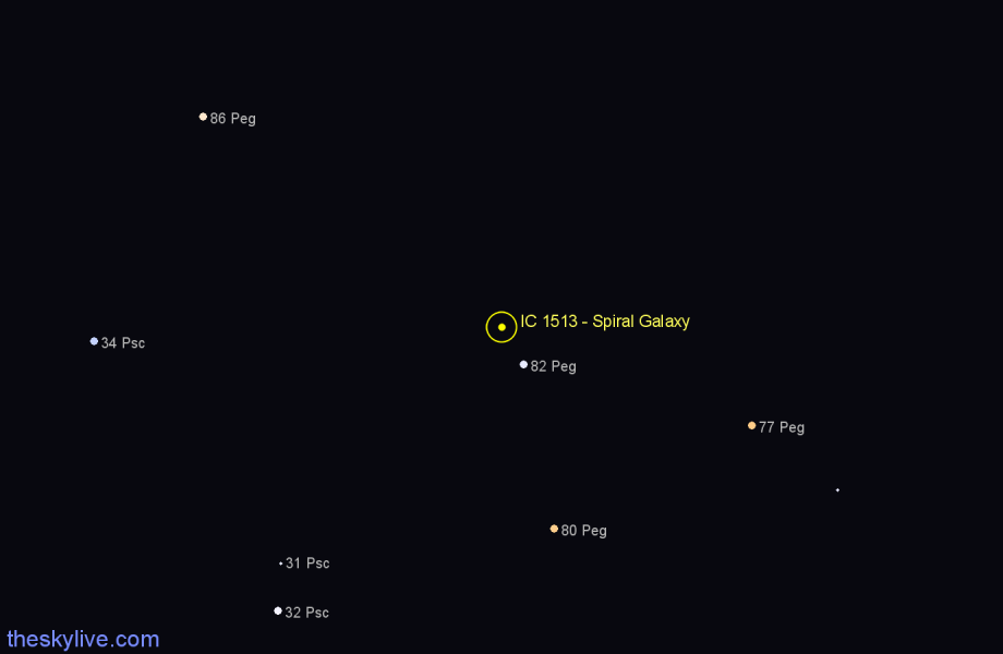 Finder chart IC 1513 - Spiral Galaxy in Pegasus star