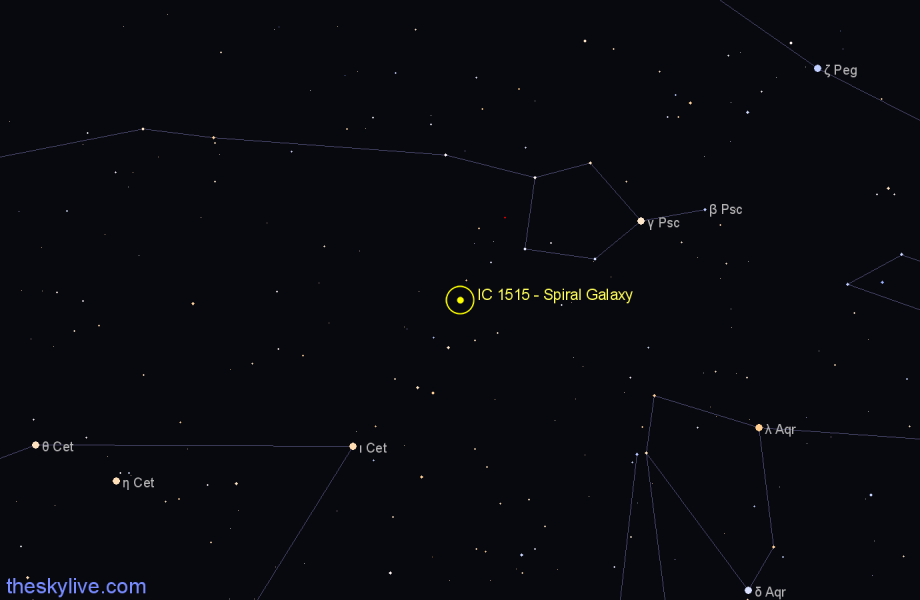 Finder chart IC 1515 - Spiral Galaxy in Pisces star