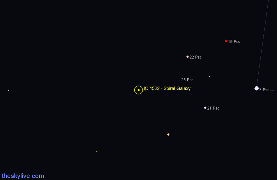 Finder chart IC 1522 - Spiral Galaxy in Pisces star