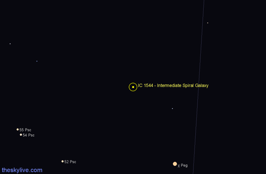 Finder chart IC 1544 - Intermediate Spiral Galaxy in Andromeda star