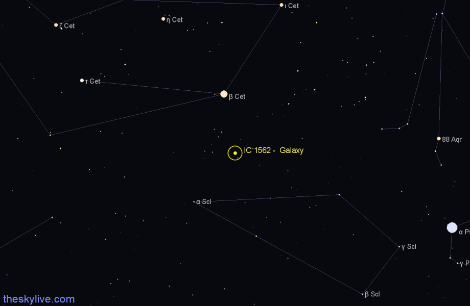 Finder chart IC 1562 -  Galaxy in Cetus star