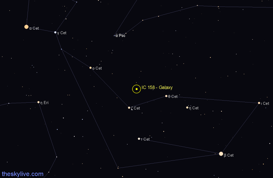 Finder chart IC 158 - Galaxy in Cetus star
