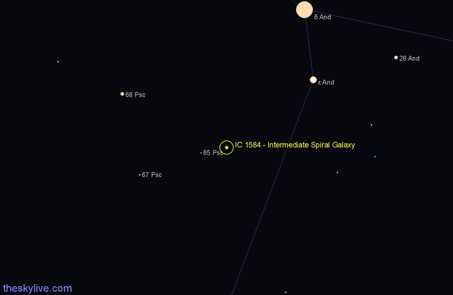Finder chart IC 1584 - Intermediate Spiral Galaxy in Andromeda star