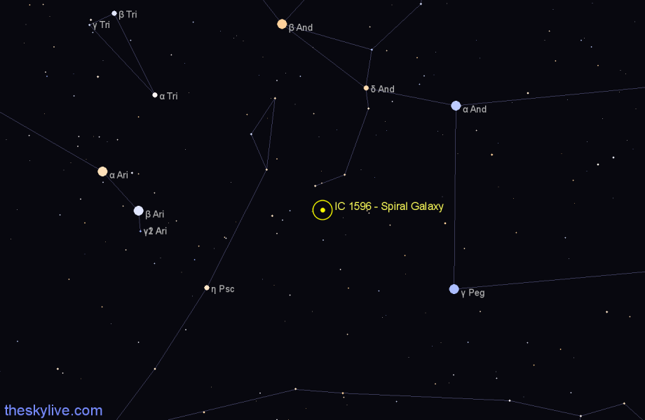 Finder chart IC 1596 - Spiral Galaxy in Pisces star