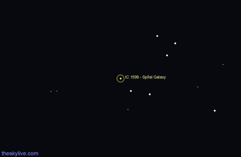 Finder chart IC 1599 - Spiral Galaxy in Cetus star
