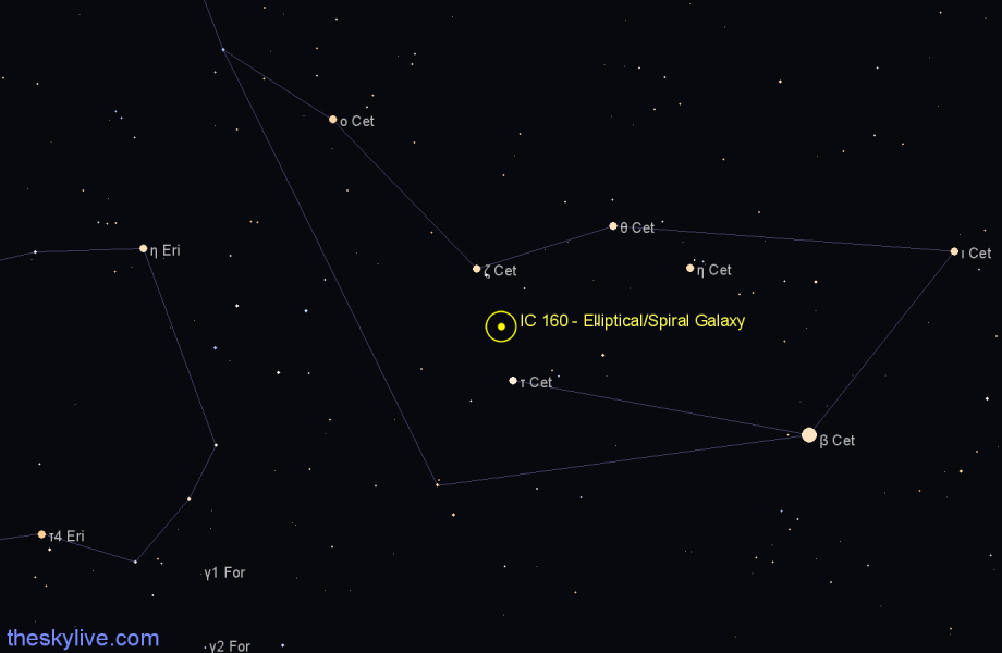 Finder chart IC 160 - Elliptical/Spiral Galaxy in Cetus star