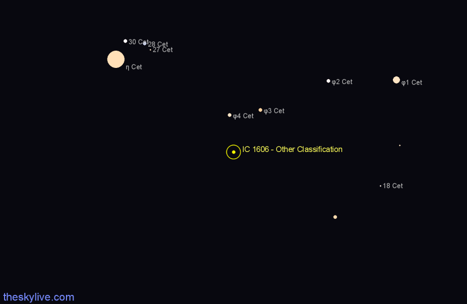 Finder chart IC 1606 - Other Classification in Cetus star