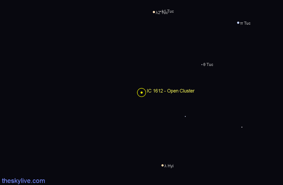 Finder chart IC 1612 - Open Cluster in Tucana star