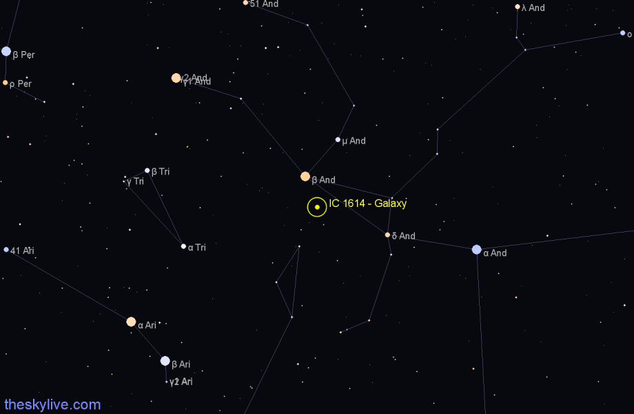 Finder chart IC 1614 - Galaxy in Pisces star