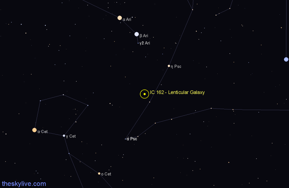 Finder chart IC 162 - Lenticular Galaxy in Aries star