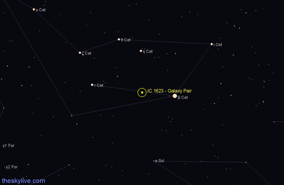 Finder chart IC 1623 - Galaxy Pair in Cetus star