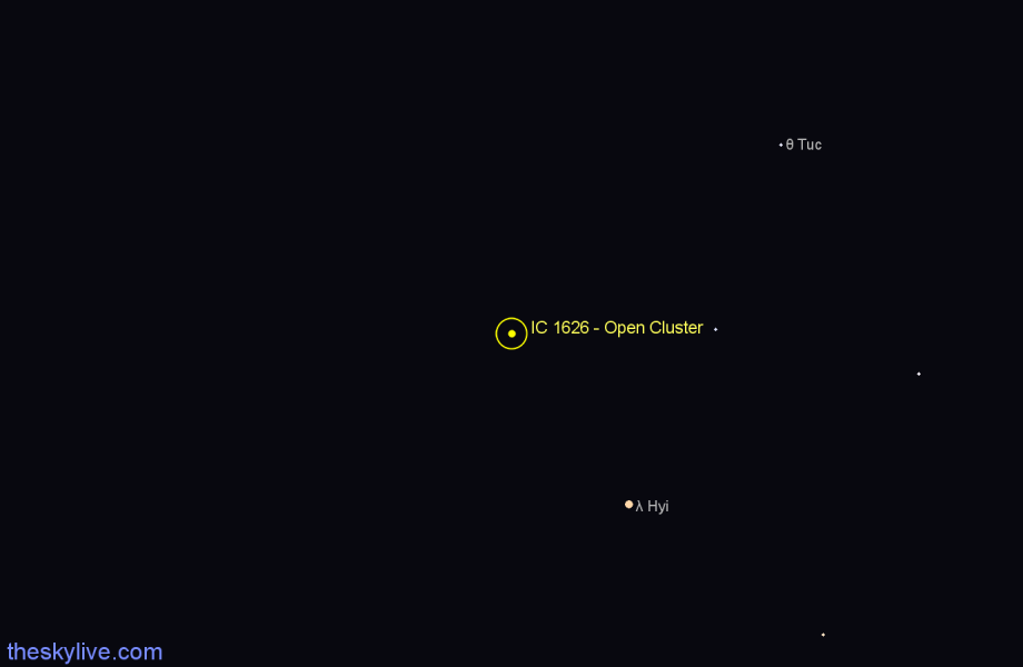 Finder chart IC 1626 - Open Cluster in Tucana star