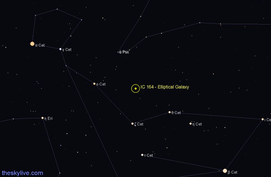 Finder chart IC 164 - Elliptical Galaxy in Cetus star