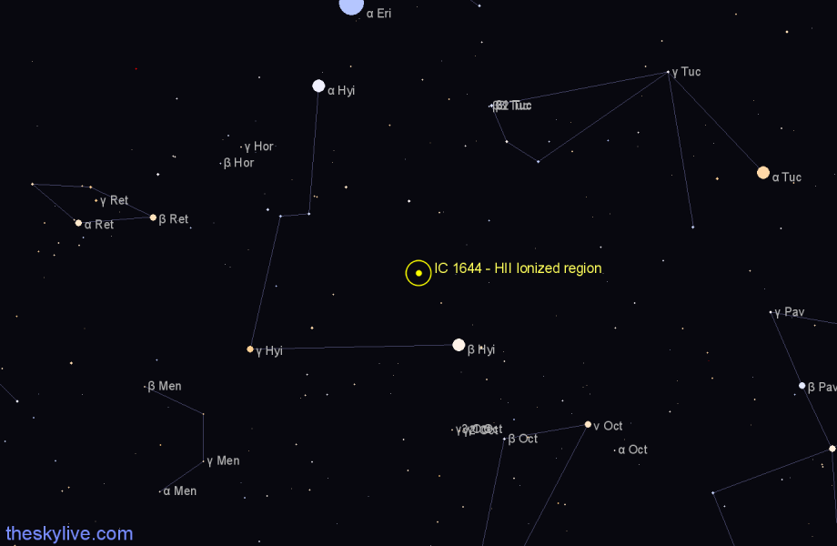 Finder chart IC 1644 - HII Ionized region in Tucana star