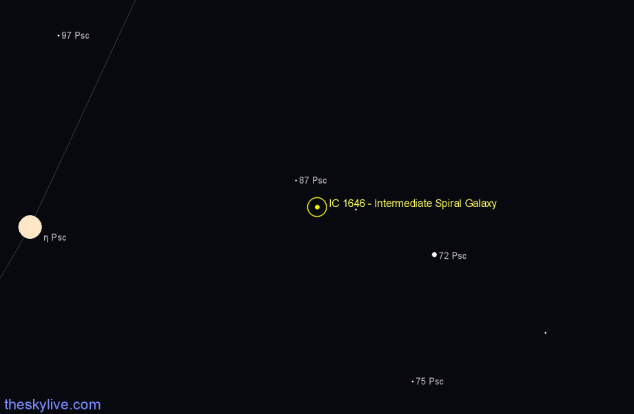 Finder chart IC 1646 - Intermediate Spiral Galaxy in Pisces star