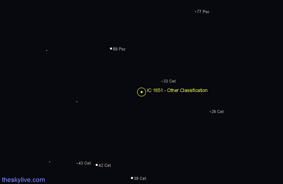 Finder chart IC 1651 - Other Classification in Cetus star