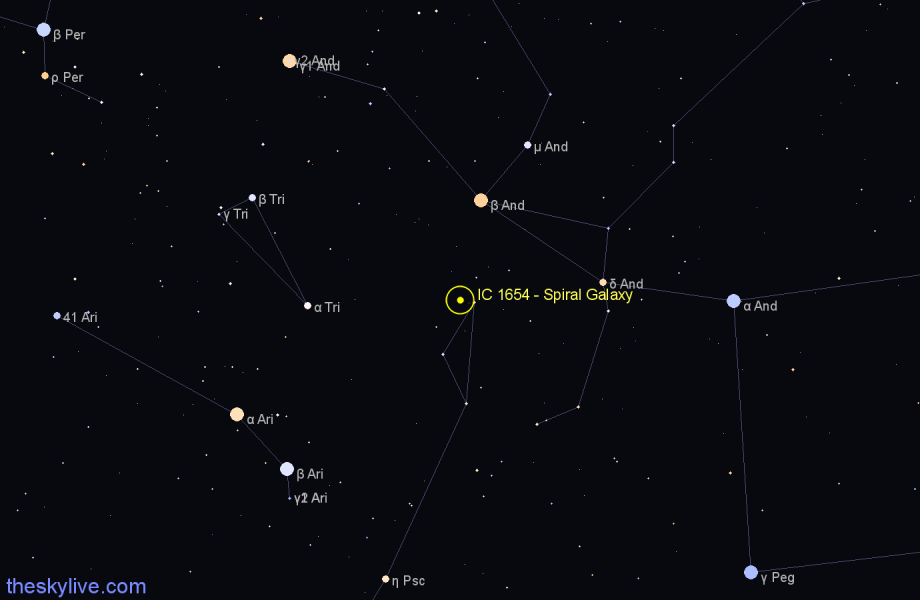 Finder chart IC 1654 - Spiral Galaxy in Pisces star