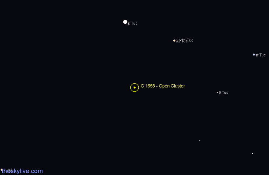Finder chart IC 1655 - Open Cluster in Tucana star