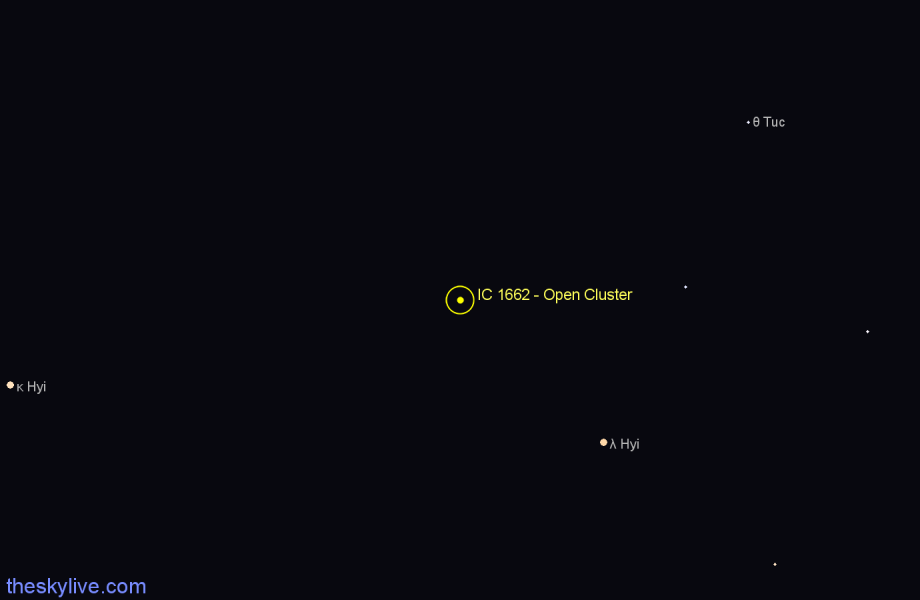 Finder chart IC 1662 - Open Cluster in Tucana star