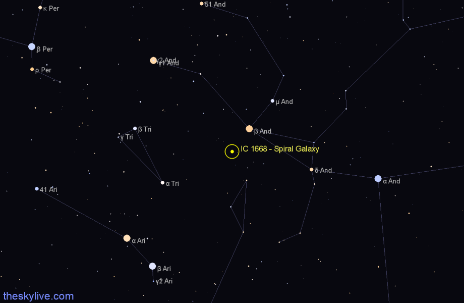 Finder chart IC 1668 - Spiral Galaxy in Pisces star
