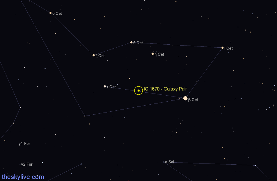 Finder chart IC 1670 - Galaxy Pair in Cetus star