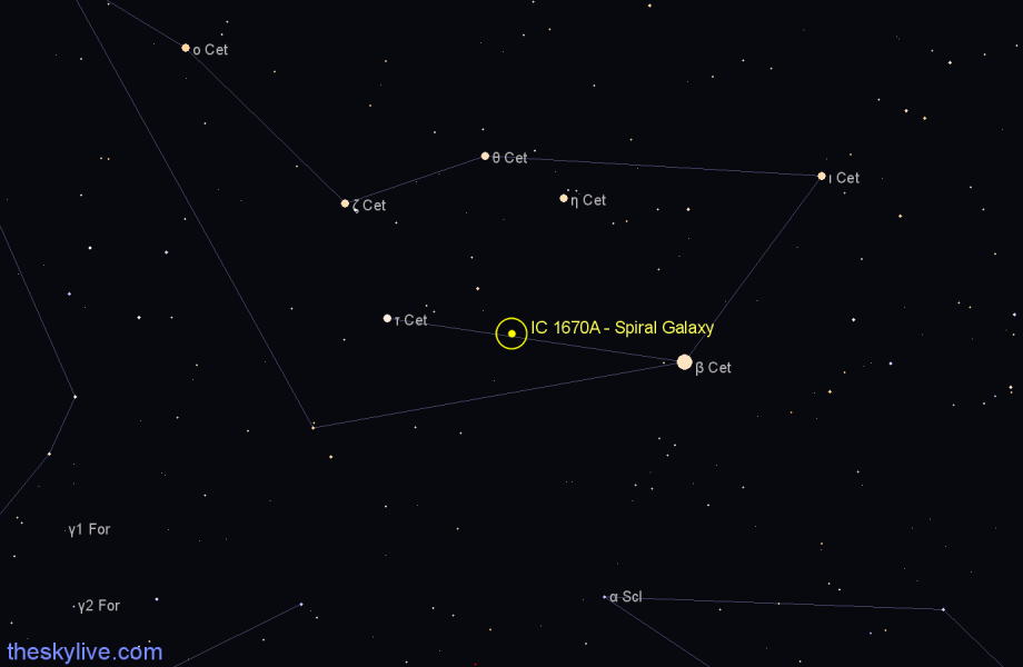 Finder chart IC 1670A - Spiral Galaxy in Cetus star