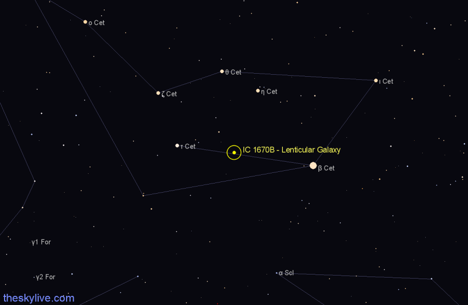 Finder chart IC 1670B - Lenticular Galaxy in Cetus star