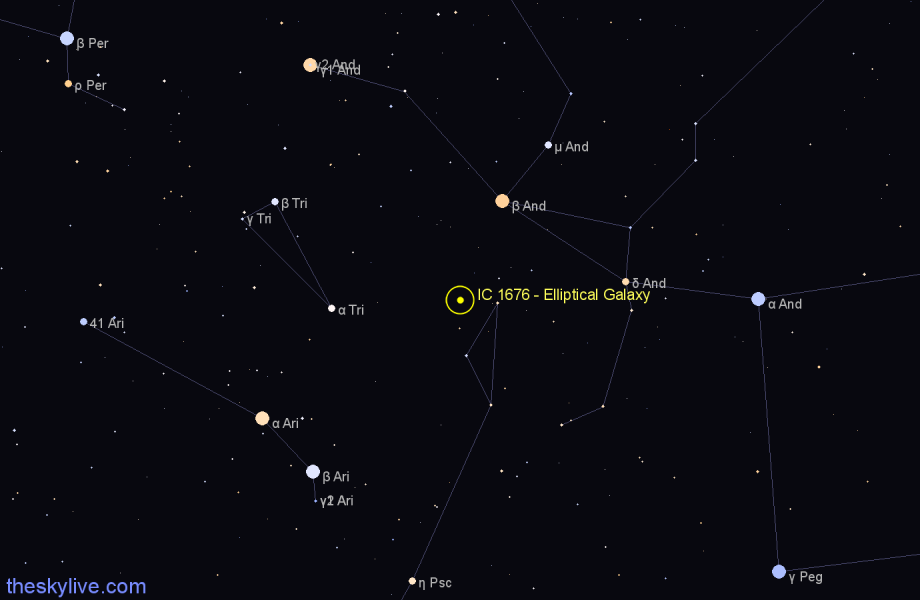 Finder chart IC 1676 - Elliptical Galaxy in Pisces star