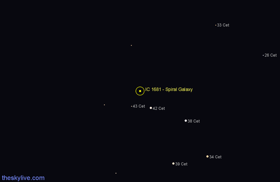 Finder chart IC 1681 - Spiral Galaxy in Cetus star