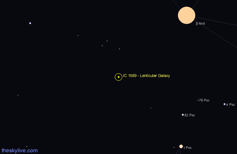 Finder chart IC 1689 - Lenticular Galaxy in Pisces star