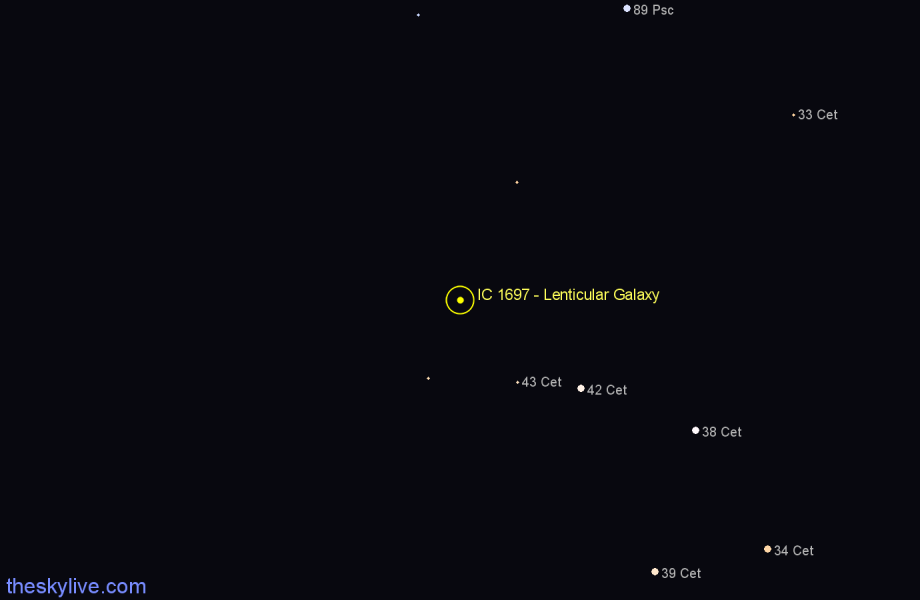 Finder chart IC 1697 - Lenticular Galaxy in Cetus star