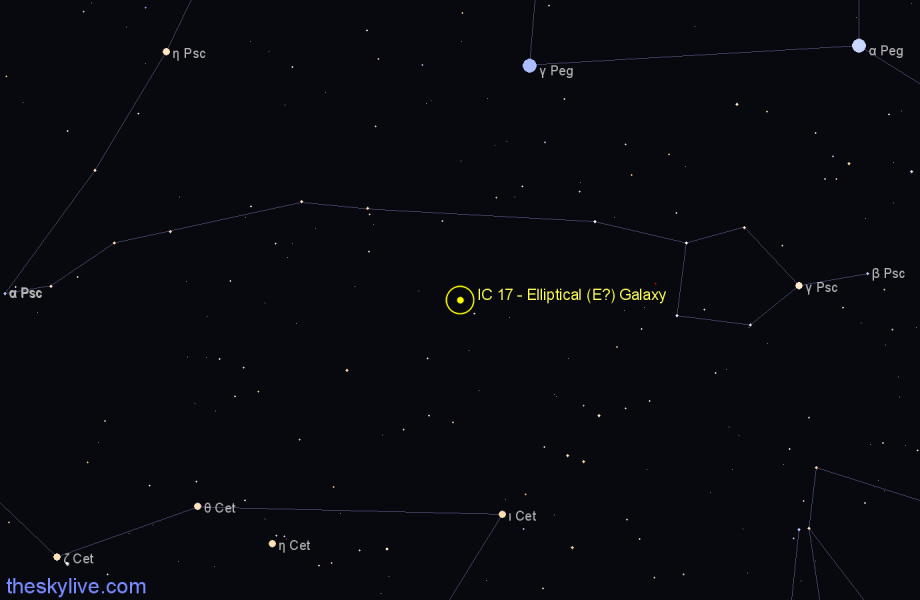 Finder chart IC 17 - Elliptical (E?) Galaxy in Pisces star