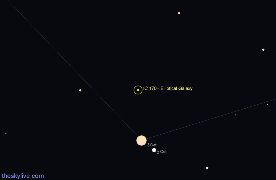 Finder chart IC 170 - Elliptical Galaxy in Cetus star