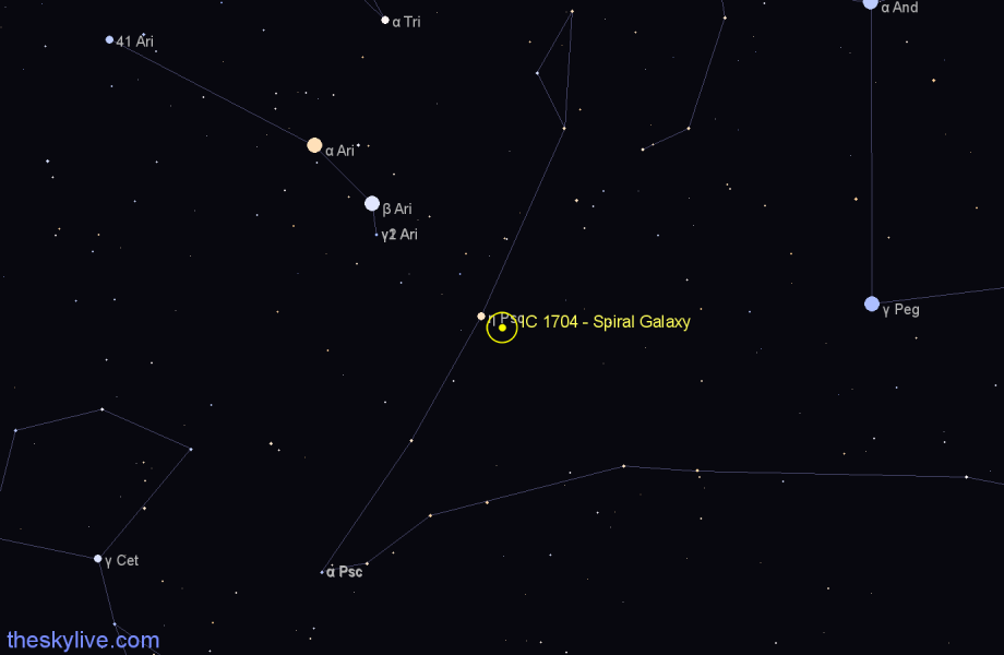Finder chart IC 1704 - Spiral Galaxy in Pisces star