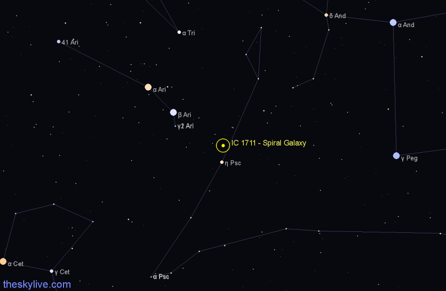 Finder chart IC 1711 - Spiral Galaxy in Pisces star